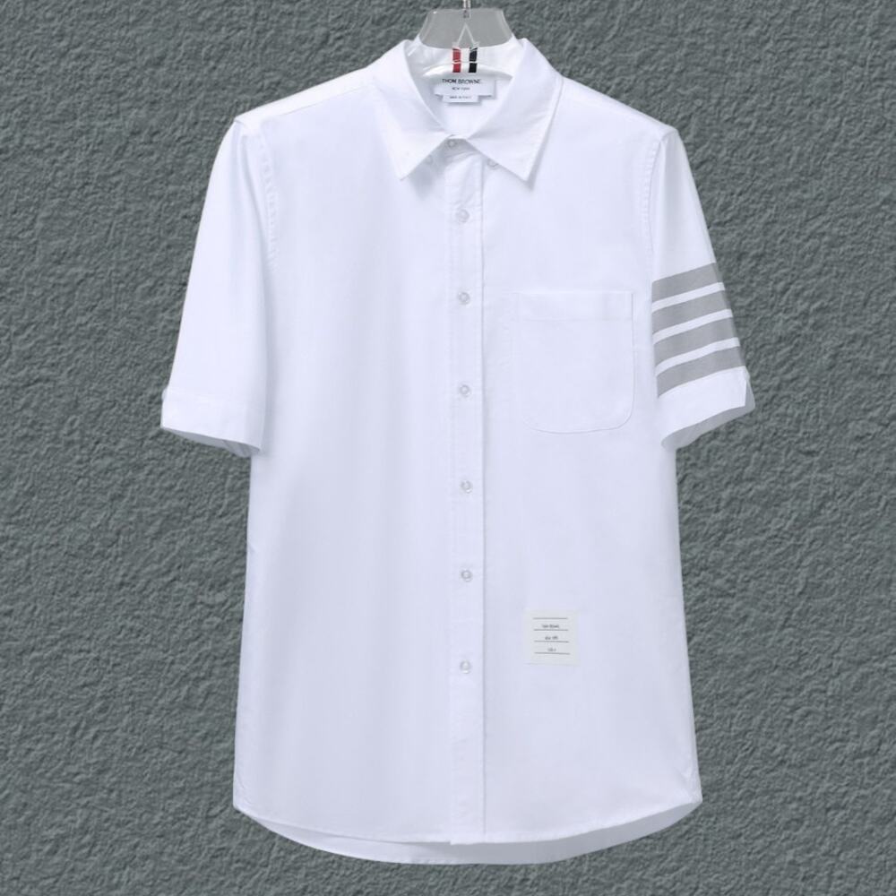 Men's White Short Sleeve Shirt Thom Browne